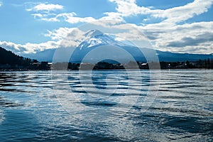 Japan - An idyllic view on Mt Fuji from Kawaguchiko Lake