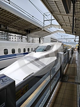 Japan japanese bullet train Shinkansen Asia travel rail station platform holiday