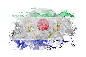 Japan, Japanese, Shikaoi, Hokkaido, Tokachi, Subprefecture flag background painted on white paper with watercolor