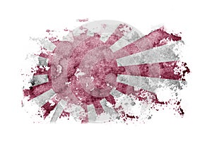 Japan, Japanese, sun flag background painted on white paper with watercolor