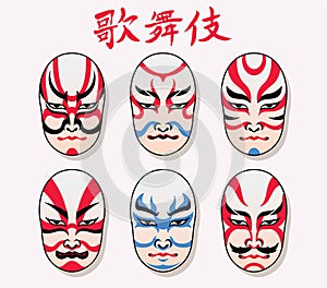 Japan kabuki mask set