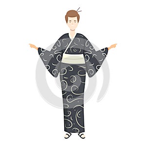 Japan kimono icon cartoon vector. Asian costume