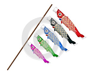 Japan koi fish kite on a white background