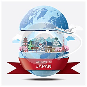 Japan Landmark Global Travel And Journey Infographic Background