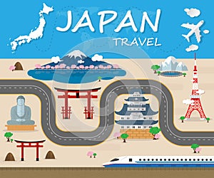Japan Landmark Global Travel And Journey Infographic Vector Design Template.vector illustration.