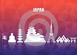 Japan Landmark Global Travel And Journey paper background. Vector Design Template.used for your advertisement, book, banner, temp