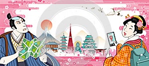 Japan landmark travel banner