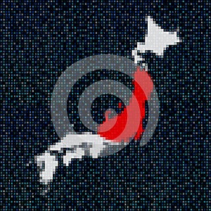 Japan map flag on hex code illustration photo