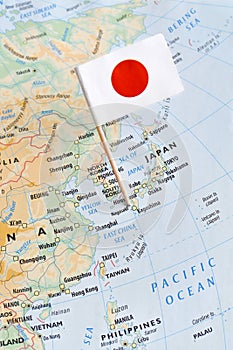 Japan map and flag pin