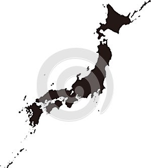Japan map illustratiom / black photo