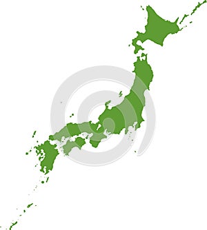Japan map illustratiom / green photo