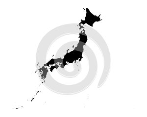 Japan Map. Japanese Country Map. Black and White Nippon Nihon National Nation Outline Geography Border Boundary Shape Territory Ve photo