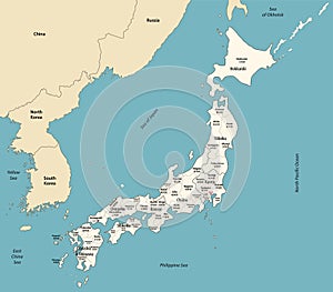 Japan map with neighbouring countries
