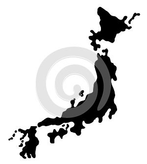 Japan map silhouette vector illustration