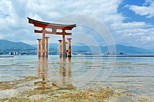 Japan. Miyajima. Hiroshima. Itsukushima Shrine and floating torii gate