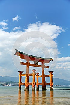 Japan. Miyajima. Hiroshima. Itsukushima Shrine and floating torii gate