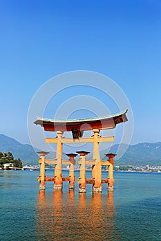 Japan. Miyajima. Hiroshima. Itsukushima Shrine and floating torii gate