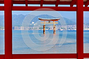 Japan. Miyajima. Hiroshima. Itsukushima Shrine and floating torii gate