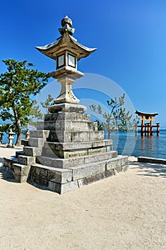 Japan. Miyajima. Hiroshima. Itsukushima Shrine and floating torii gate