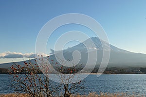 Japan - Mt Fuji seen from the side of Kawaguchiko Lake