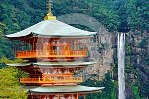 Japan, Nachi Seigantoji and Taki waterfall the best landmark photo