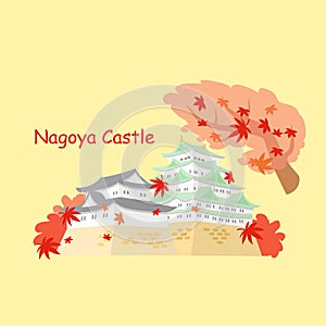 Japan nagoya castle and maple