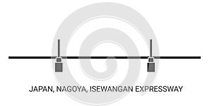 Japan, Nagoya, Isewangan Expressway, travel landmark vector illustration