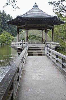 Japan. Narita. pavilion on the lake in park