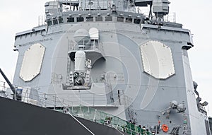 Japan Navy\'s Atago-class Aegis ship docked in port photo