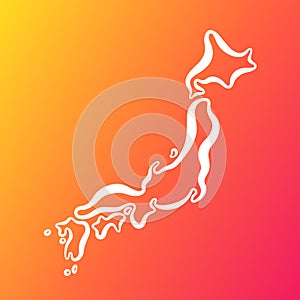 Japan - Outline Map on Gradient Background