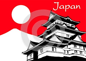 Japan pagoda with fuji mountain vector