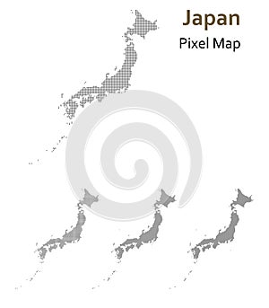 Japan pixel map vector isolated on white background