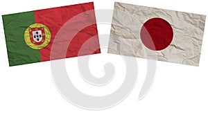Japan and Portugal Flags Together Paper Texture Illustration