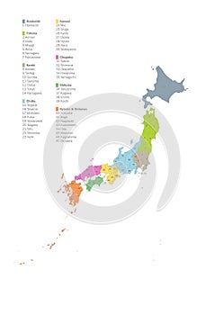 Vector map of Japanese prefectures