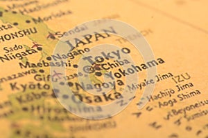 Japan\'s location on the map, including Tokyo, Yokohama, Nagoya, Osaka, most popular for travelers photo