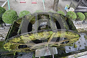 Japan`s Secret Garden and water wheel