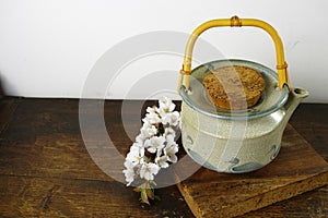 Japan's teapot with sakura flowers