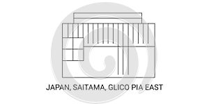 Japan, Saitama, Glico Pia East, travel landmark vector illustration