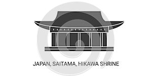 Japan, Saitama, Hikawa Shrine, travel landmark vector illustration