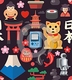 Japan seamless icon background