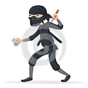 Japan secret ninja assassin japanese sword cartoon character stealthy sneaking vector illustration photo