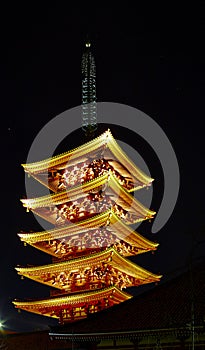 Japan Sensoji temple at night, Tokyo