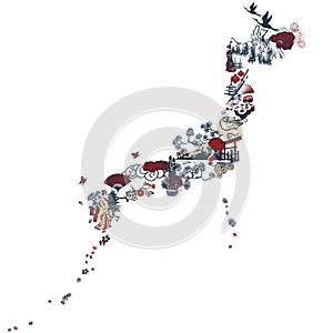 Japan silhouette from symbolic miniatures