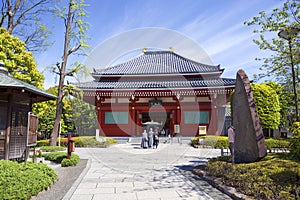 Japan, Small pagoda Yogodo Hall on the territory of the Buddhist temple of Asakusa Kannon in Tokyo.