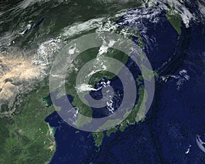 Japan Space Satellite View, Asia