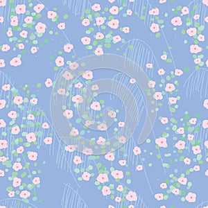 Japan style circle flower circle leaf malt seamless pattern