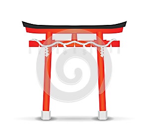 Japan style temple gate on a white background