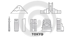 Japan, Tokyo City line travel skyline set. Japan, Tokyo City outline city vector illustration, symbol, travel sights