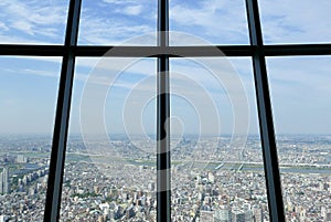 Japan Tokyo city top view from skytree tower