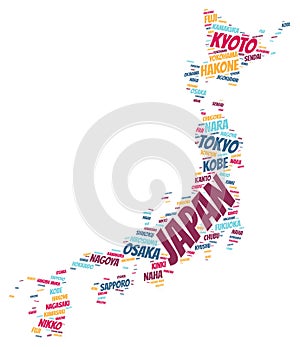 Japan top travel destinations word cloud